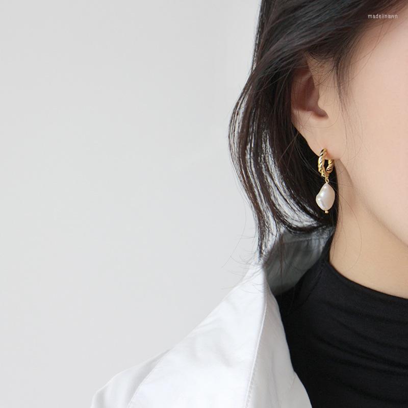 

Stud Earrings Classic For Women Drop Twist Pearl Earring 925 Silver Fine Jewelry Ear Bone Spike Piercing Party Wedding Accessory