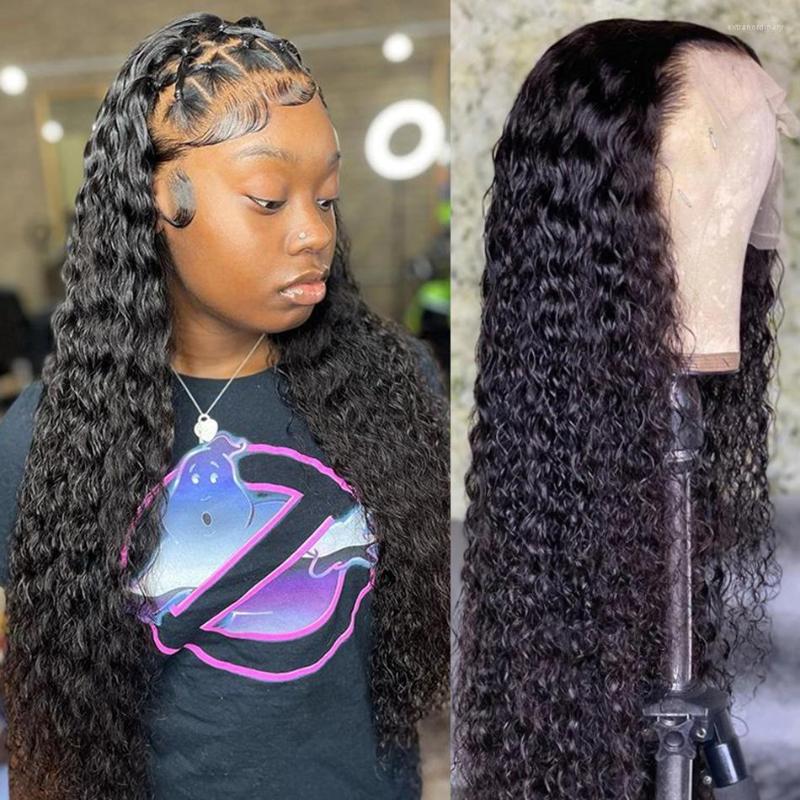 

Deep Wave 13x4 13x6 Transparent Lace Front Human Hair Wig 28 30 32 Inch Curly Water 4x4 Closure Frontal For Black Women Remy, Picture shown