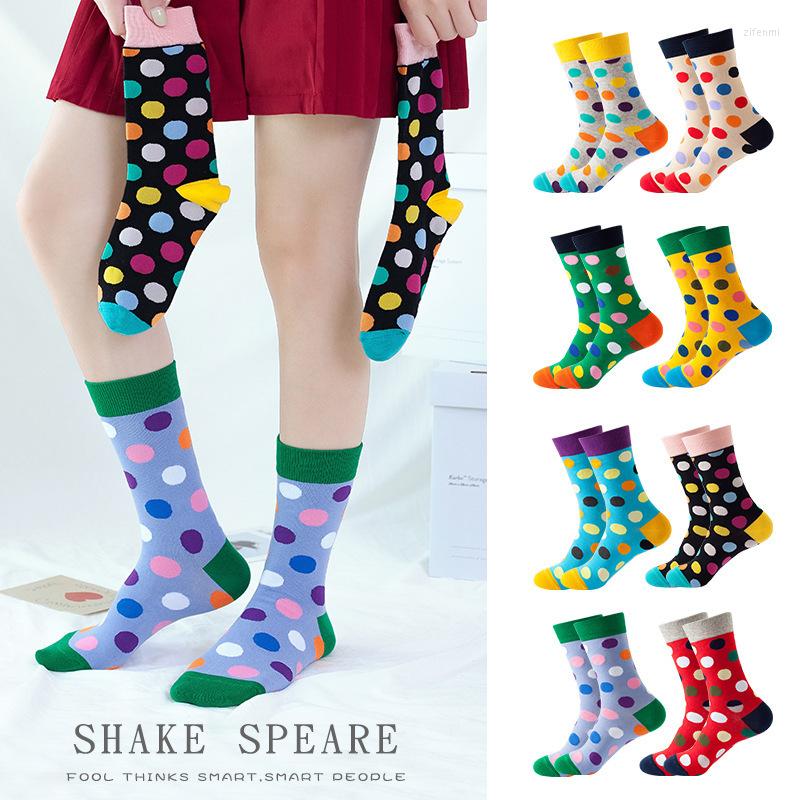 

Women Socks Instime Combed Cotton Fashion Hip Hop Man Woman Unisex Harajuku Skateboard Retro Dots Clourful Happy Funny Sokken, J-141