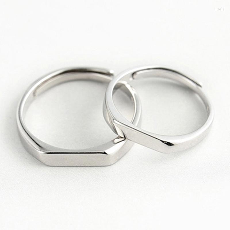 

Cluster Rings 925 Sterling Silver Lover Classic Simple Opening Ring For Women & Men Couples Wedding Jewelry DIY Engrave