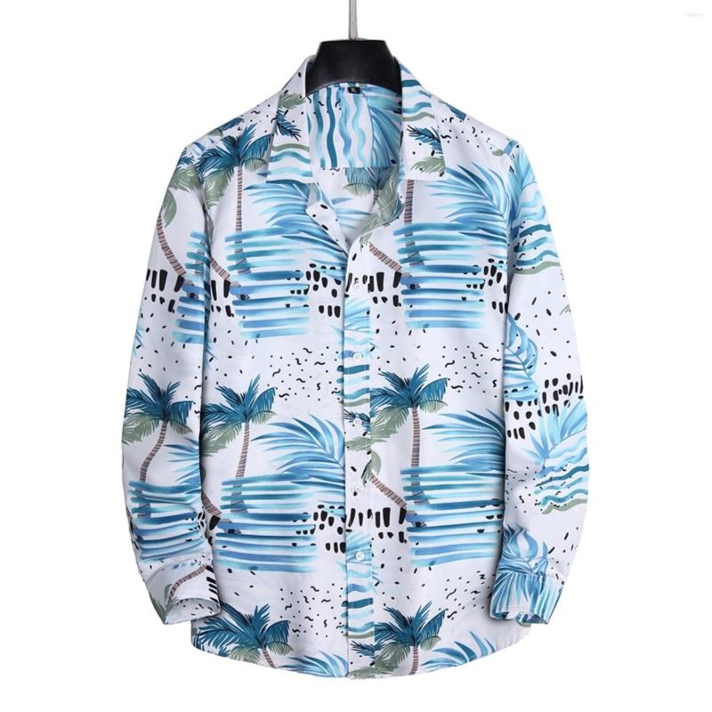 

Men's Casual Shirts Men's Large Men Autumn Winter Single Breasted Lapel Full Print Beach Long Sleeve Vacation Outdoor Olive Hoodie, Blue