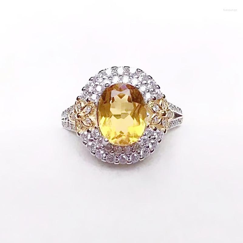 

Cluster Rings Natural Real Citrine Flower Luxury Ring 925 Sterling Silver 7 9mm 1.8ct Gemstone Fine Jewelry For Women Or Men X22352