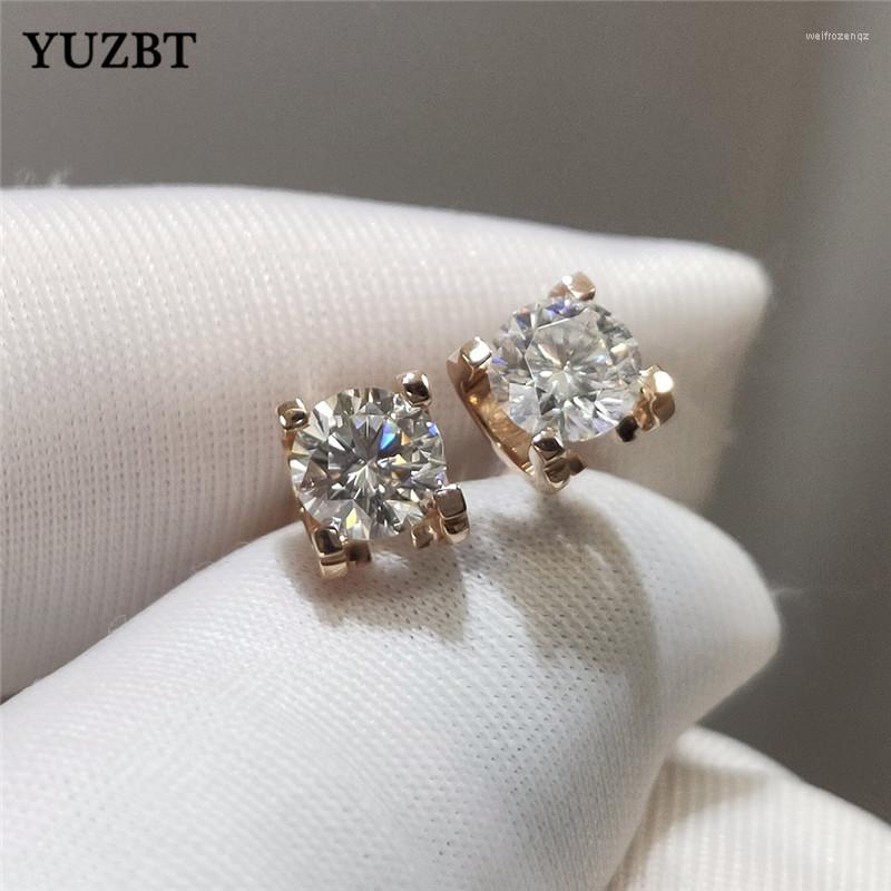 

Stud Earrings YUZBT Women 925 Silver Rose Gold Excellent Cut Total 2 Ct Gemstone Diamond Test Past D Color Moissanite Cow Head