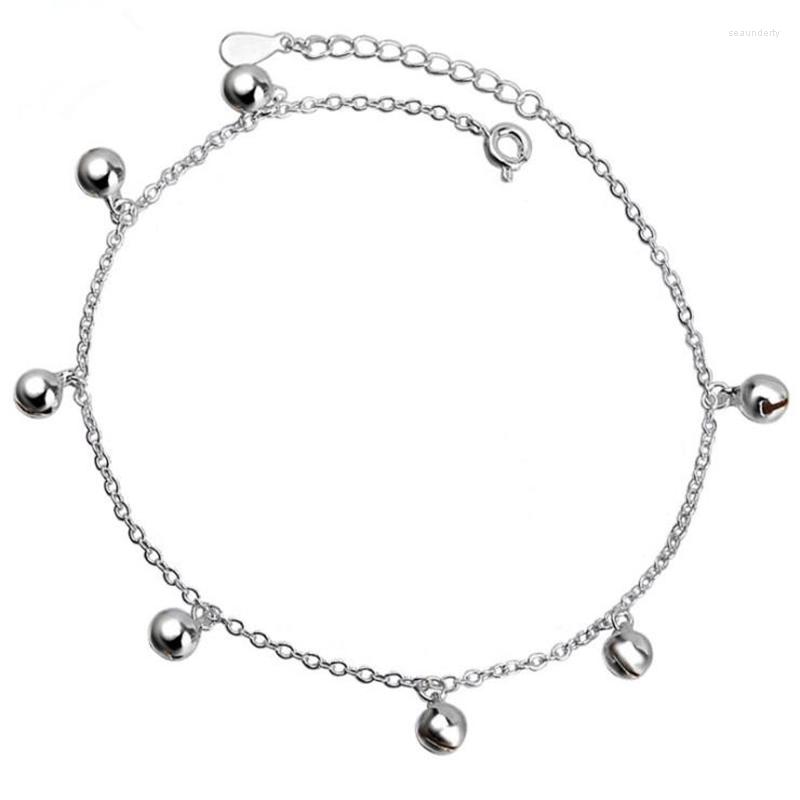 

Anklets KOFSAC 7 Bells Lady Chain Ankles Barefoot Sandal Beach Foot Jewelry 925 Sterling Silver Bracelets For Women Accessories