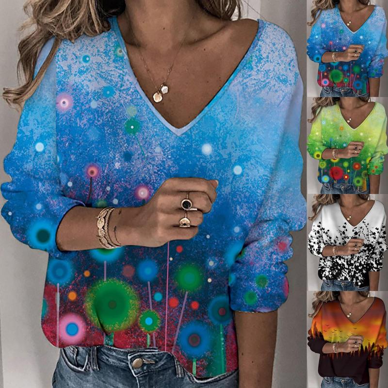 

Men' T Shirts Women' Autumn Printed Knitted High Quality European Cotton Striped V-Neck Top Playera Tee Shirt Femme, Blue