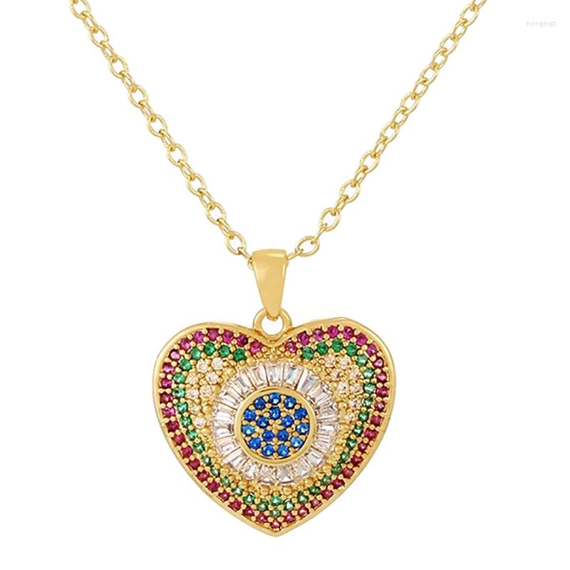 

Pendant Necklaces ZHINI Fashion Colorful Crystal Lover Heart For Women Simple Gold Color Clavicle Chain Choker Jewelry Gift