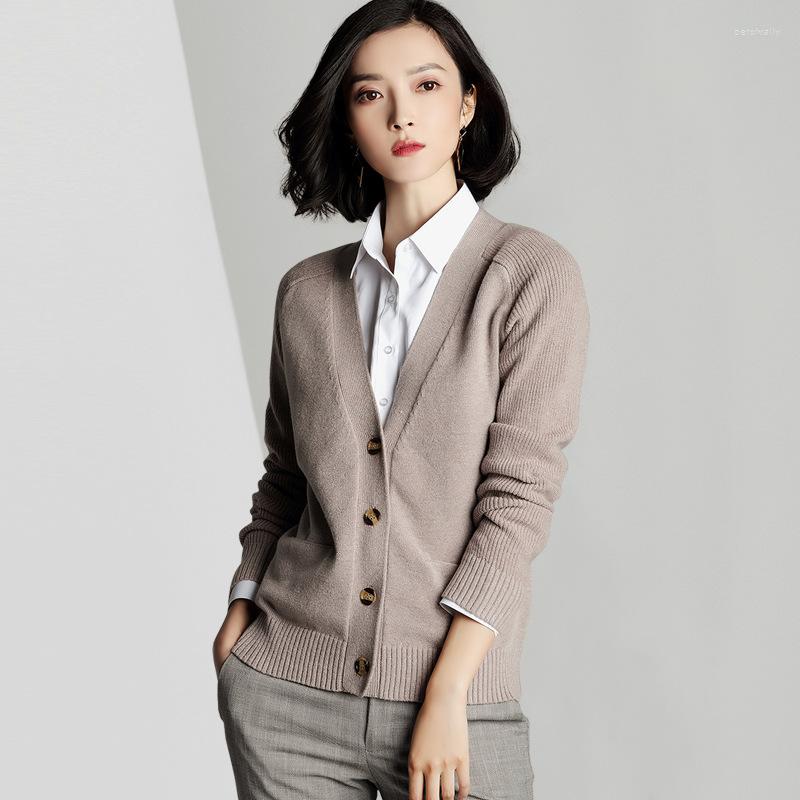 

Women' Knits High Quality Single-breasted Ly Women Cardigans 2022 Fashion Slim Ladies Knitted Sweater Long Sleeve Buttons, Black