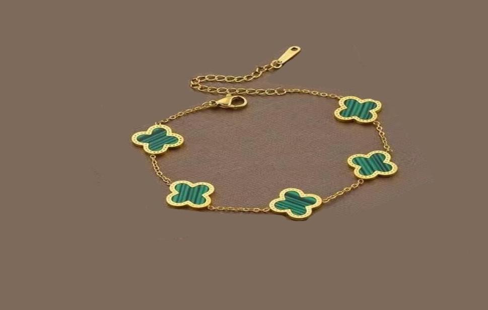 

Fashion Classic 4Four Leaf Clover Charm Bracelets Bangle Chain 18K Gold Agate Shell MotherofPearl for WomenGirl Wedding Mother3124065