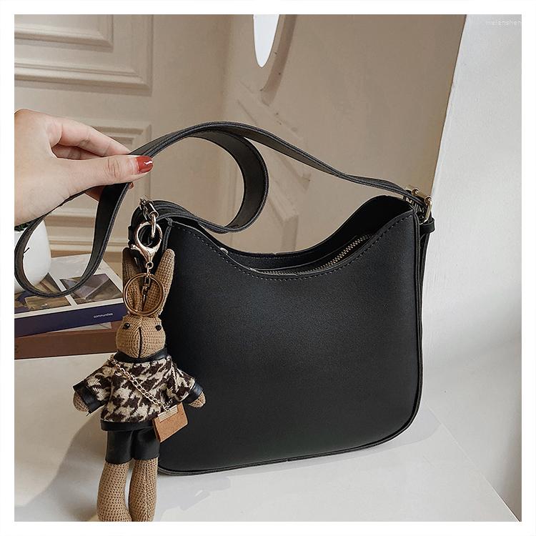 

Evening Bags Single Strap Luxury Design Ladies PU Leather Shoulder Handbag Small Solid Color Women's Crossbody Casual Tote, Black