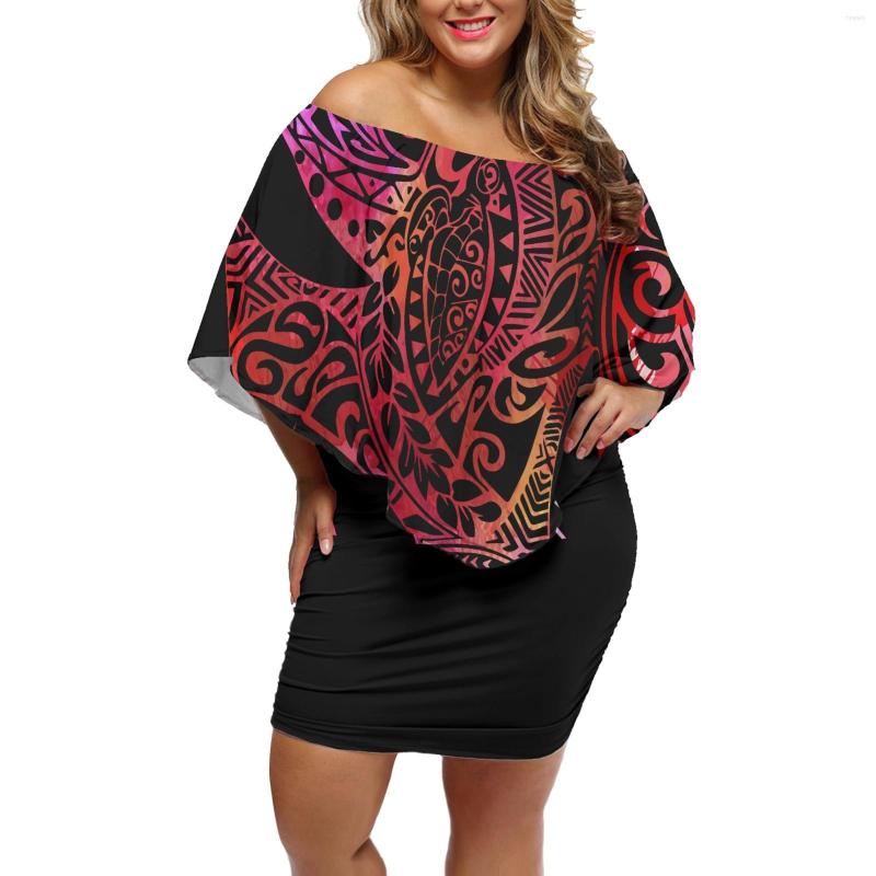 

Casual Dresses Summer Women Polynesian Traditional Tribal Print Dress Off The Shoulder Bat Sleeve Fashion Buttock Cover 2022, Zsn221104005x11