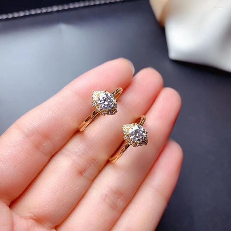 

Cluster Rings 2022 Crackling Moissanite Ring For Women Jewelry Engagement Wedding 925 Silver Birthday Gift Gold Plated