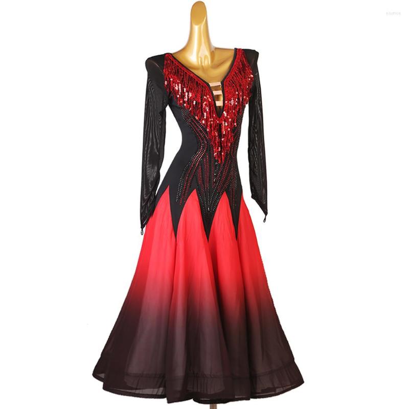 

Stage Wear Customize High-end Costumes Modern Ballroom Dress Organza Competition Dance Dresses Girls And Women, Red