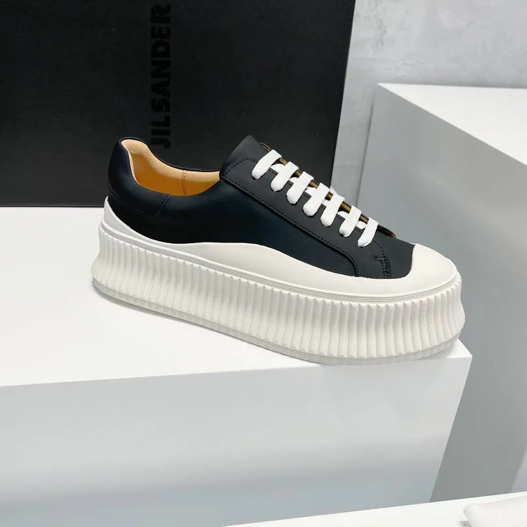 

spring autumn white Casual shoes women Travel leather sneaker cowhide lady Thick soled designer Trainers woman shoe platform gym sneakers Large size 35-42 with box, Black