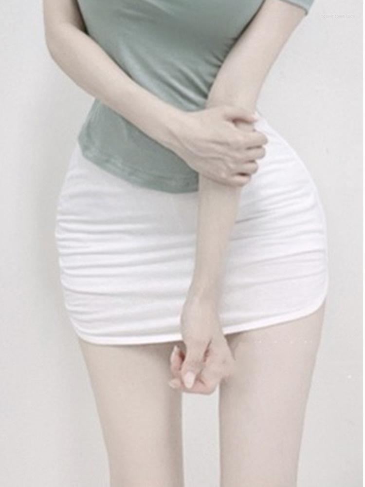 

Skirts Slit Sexy Ultra Short Slim Pencil Mini Skirt Korean Women Fashion Skorts Double Layer Sweet Asian Girl U798, Beige