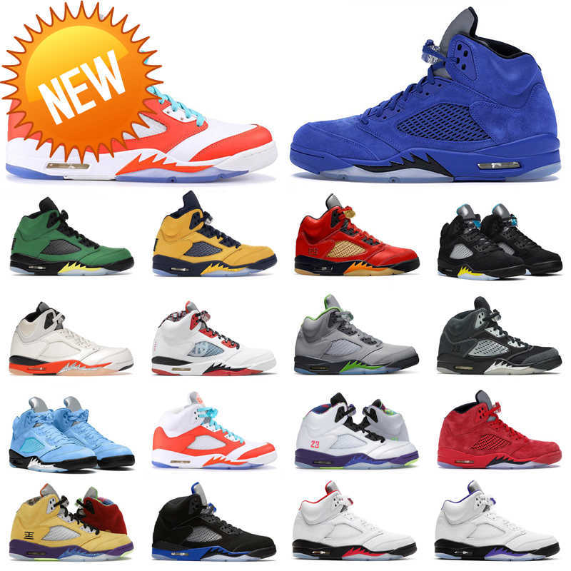 

NEW 5s Mens Womens Basketball Shoes 5 Raging Bull What The Alternate Grape International Flight Men Women Outdoor Sports Trainers Sneakers, #5