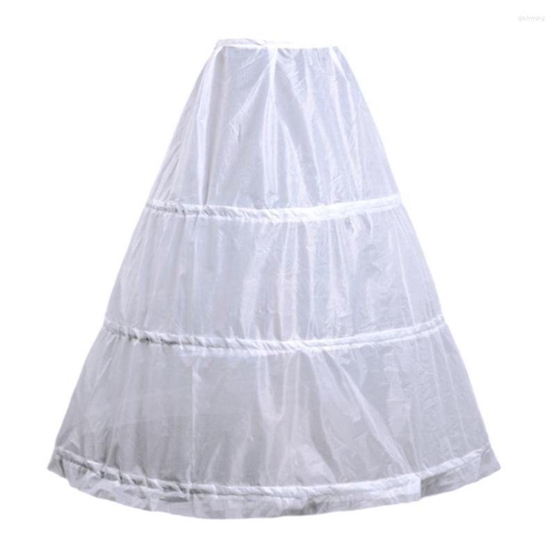 

Women's Sleepwear Women 3-Hoop 1-Layer Elastic Drawstring Belt Adjustable Long Slip Petticoat For Woman Girl Bridal Wedding Dress Underskirt, White