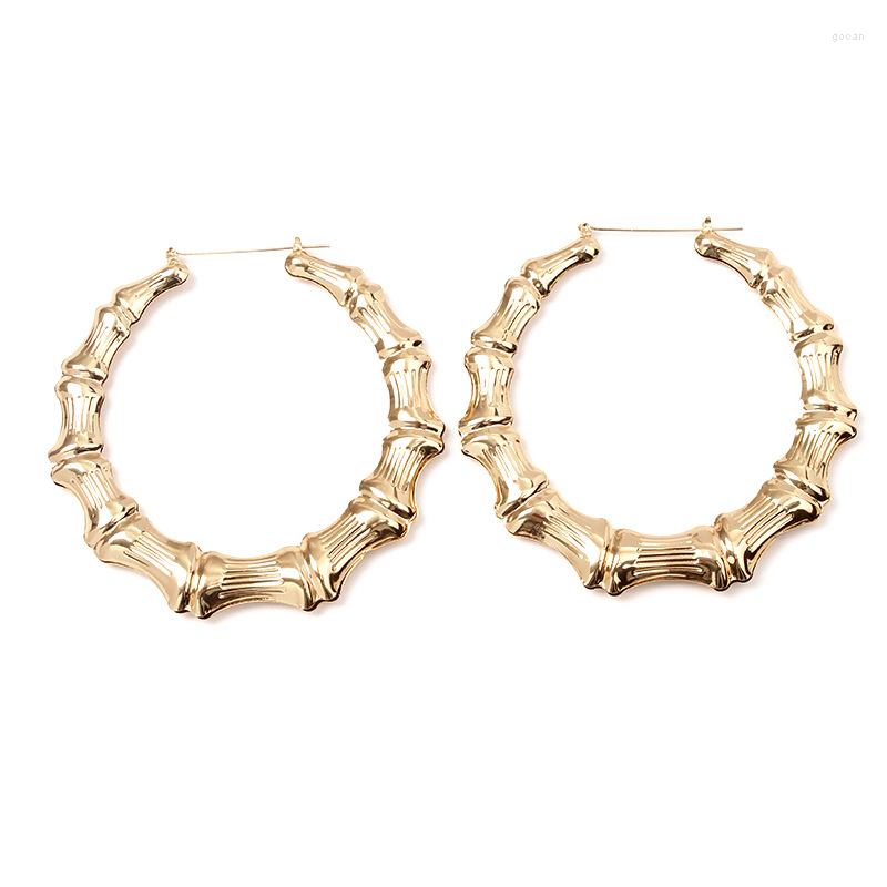 

Hoop Earrings 75mm Bamboo For Women 2022 Vintage Big Gold Color Large Earring Party Gift Jewelry Accessories