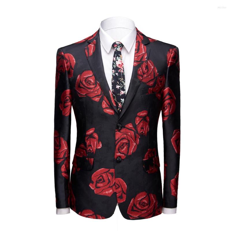 

Men's Suits Blazer Men Autumn Floral Jacket Plus Size Slim Fit Evening Party Dress Suit Clothes 2022, Black
