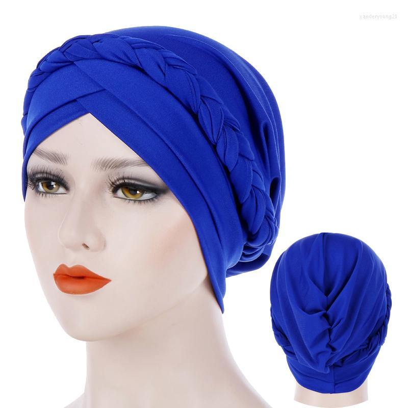 

Ethnic Clothing Forehead Cross Turban Bonnet For Women Pure Color Cotton Braid Inner Hijabs Wrap Hijab Underscarf Caps Muslim