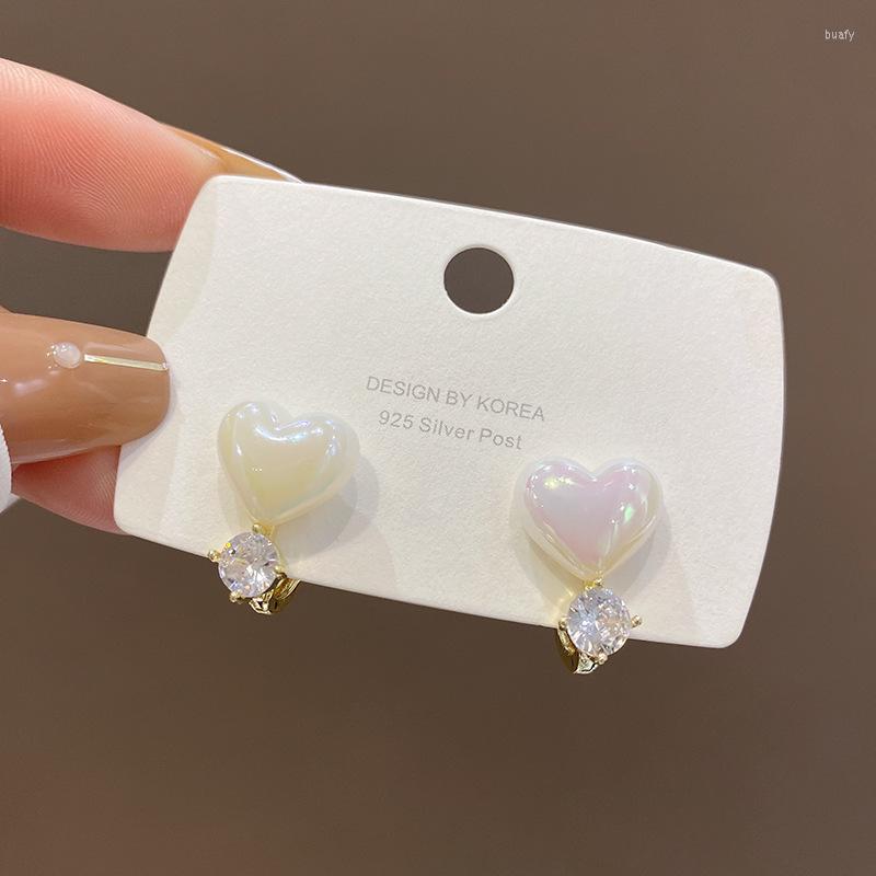 

Hoop Earrings Lovelink Trendy Colorful Crystal Pearl Heart For Women Beautiful Girl Cute Party Metal Jewelry Gift