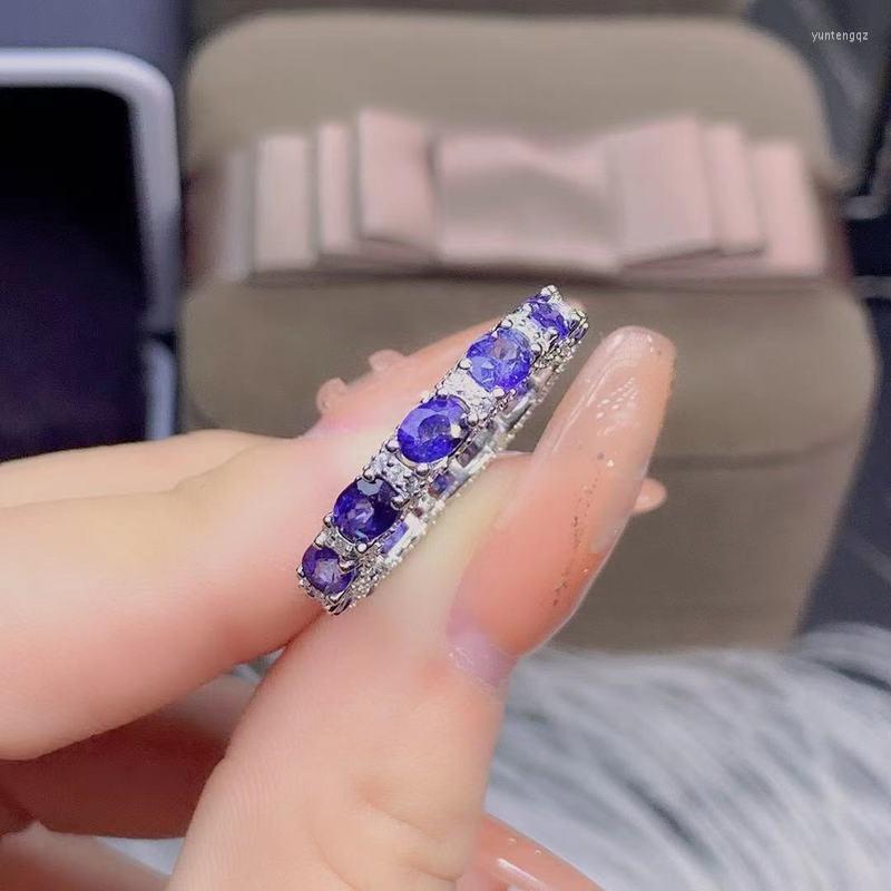 

Cluster Rings Natural Genuine Sapphire Fashionable Donuts Silver Ring 925 Solid Sterling Wedding Gift For Girl
