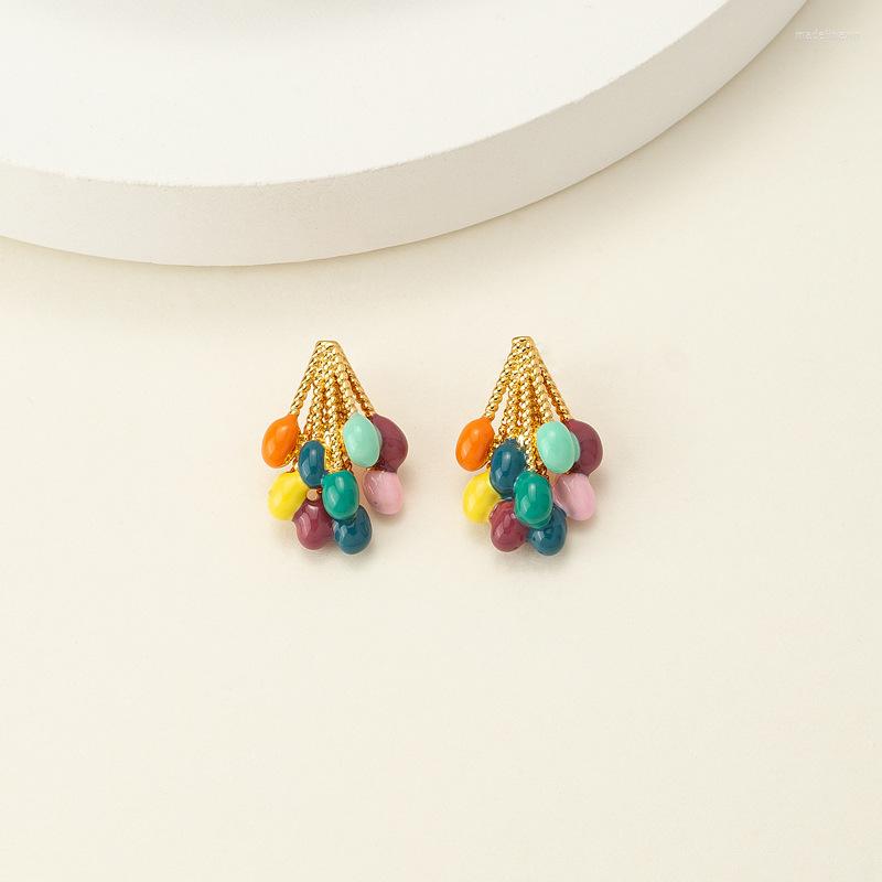 

Stud Earrings European And American Colorful Balloon Enamel Retro Personality Female