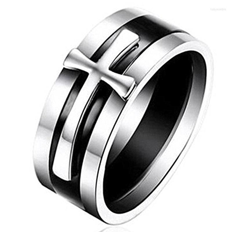 

Wedding Rings 316L Stainless Steel Casual Party Ring 8mm Three-piece Cross For Men