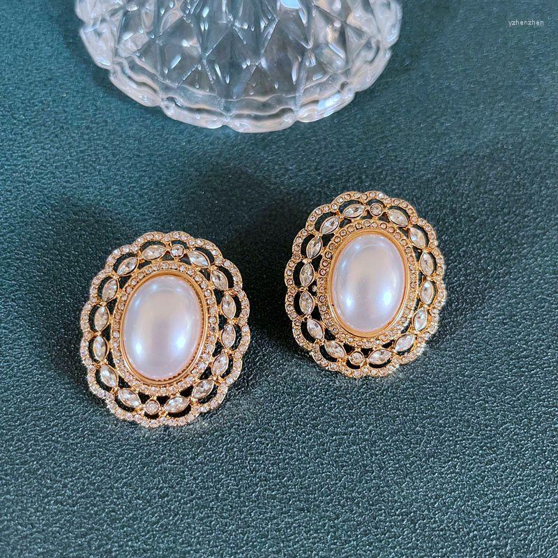 

Stud Earrings Oval Shape Pearl Rhinestone Wedding Party Jewelry For Women's Accessories