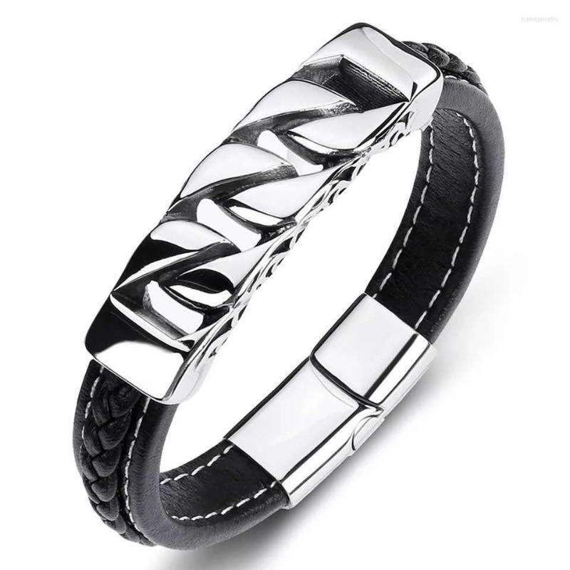 

Strand Stainless Steel Bracelet 19/21/23 Cm Men's Leather Jewelry 2022 Punk Gifts