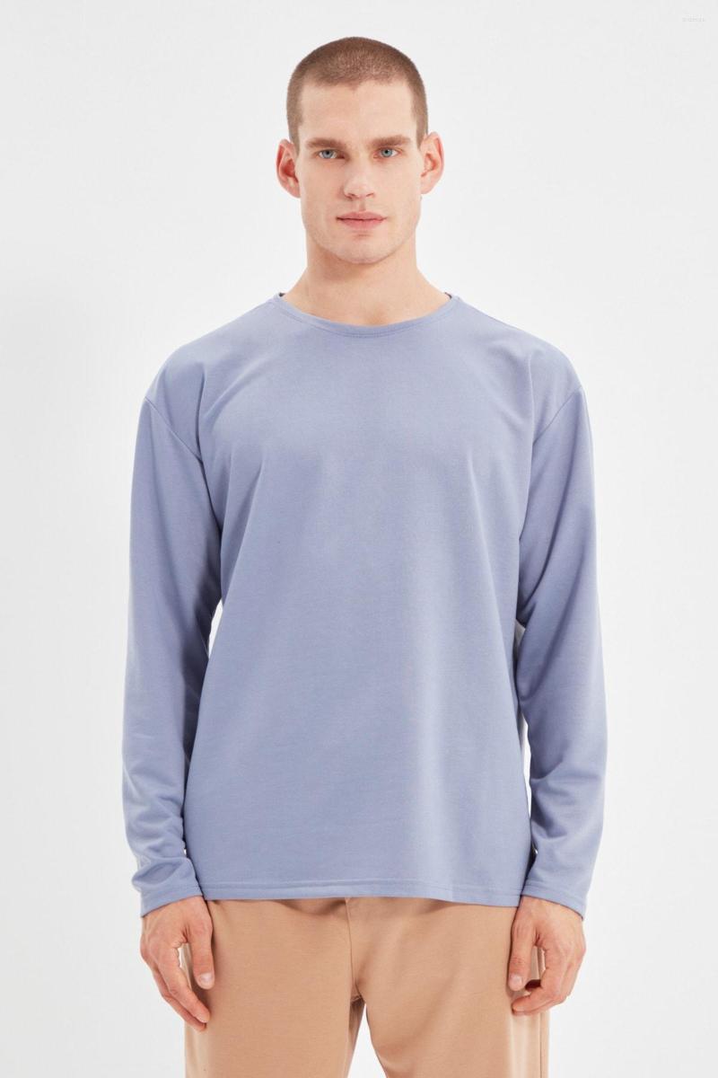 

Men's T Shirts Trendyol Men Oversize Fit Thick T-shirt TMNAW22TS0058, Blue