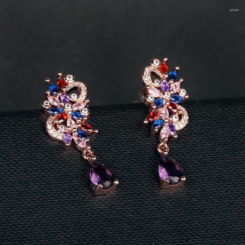 

Stud Earrings Delicate Amethyst Butterfly Fringe Sapphire Oval Purple Irregular Flowers Full Of Diamonds Valentine Gift Jewelry
