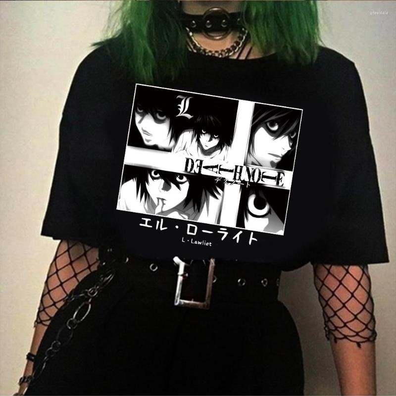 

Men's T Shirts Japanese Anime Death Note Shirt Men Kawaii Cartoon Tshirt Ryuk Kira L Lawliet Graphic Tees Harajuku Summer Tops, Black