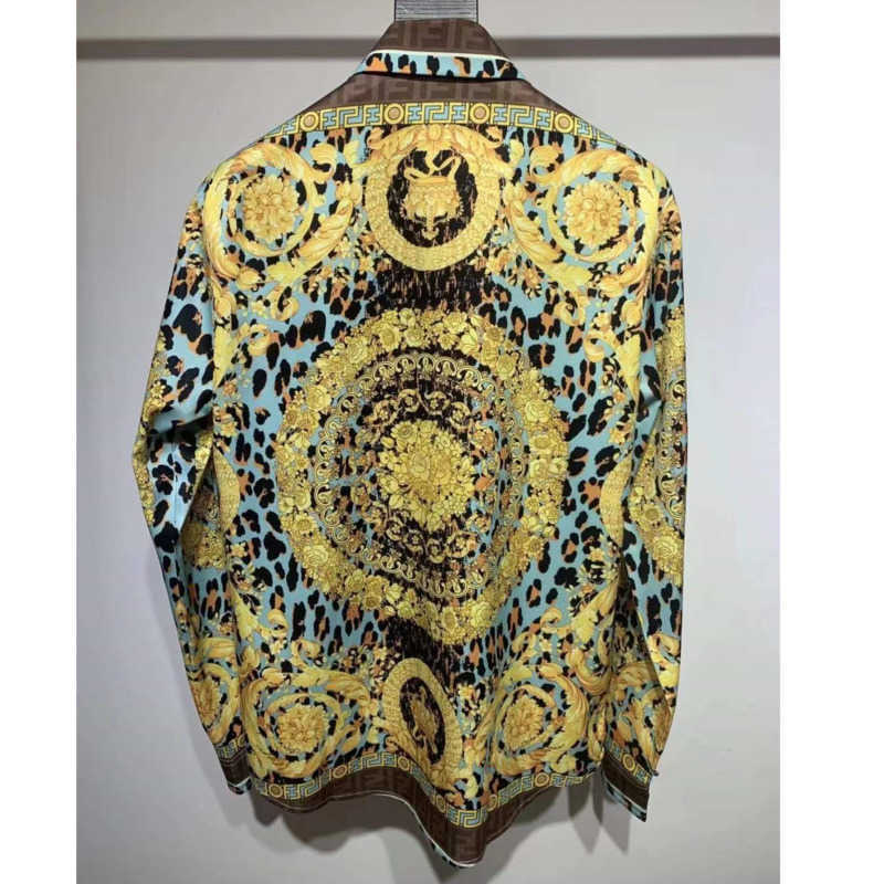 

summer medusa casual silk shirt men long sleeve tshirt fashion Hawaii print cardigan coat fd designer Shirt mens thin jacket splicing shirts 255, No.10