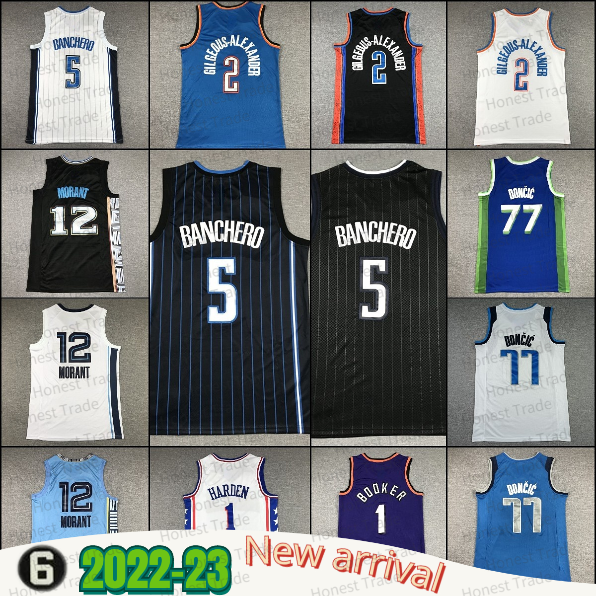 

New Booker Basketball Jersey Ja Morant 12 Shai Gilgeous-Alexander Luka Doncic Blue Devin Paolo Banchero Black Harden Mens Basketball Jerseys Stitched White Purple, Men jersey