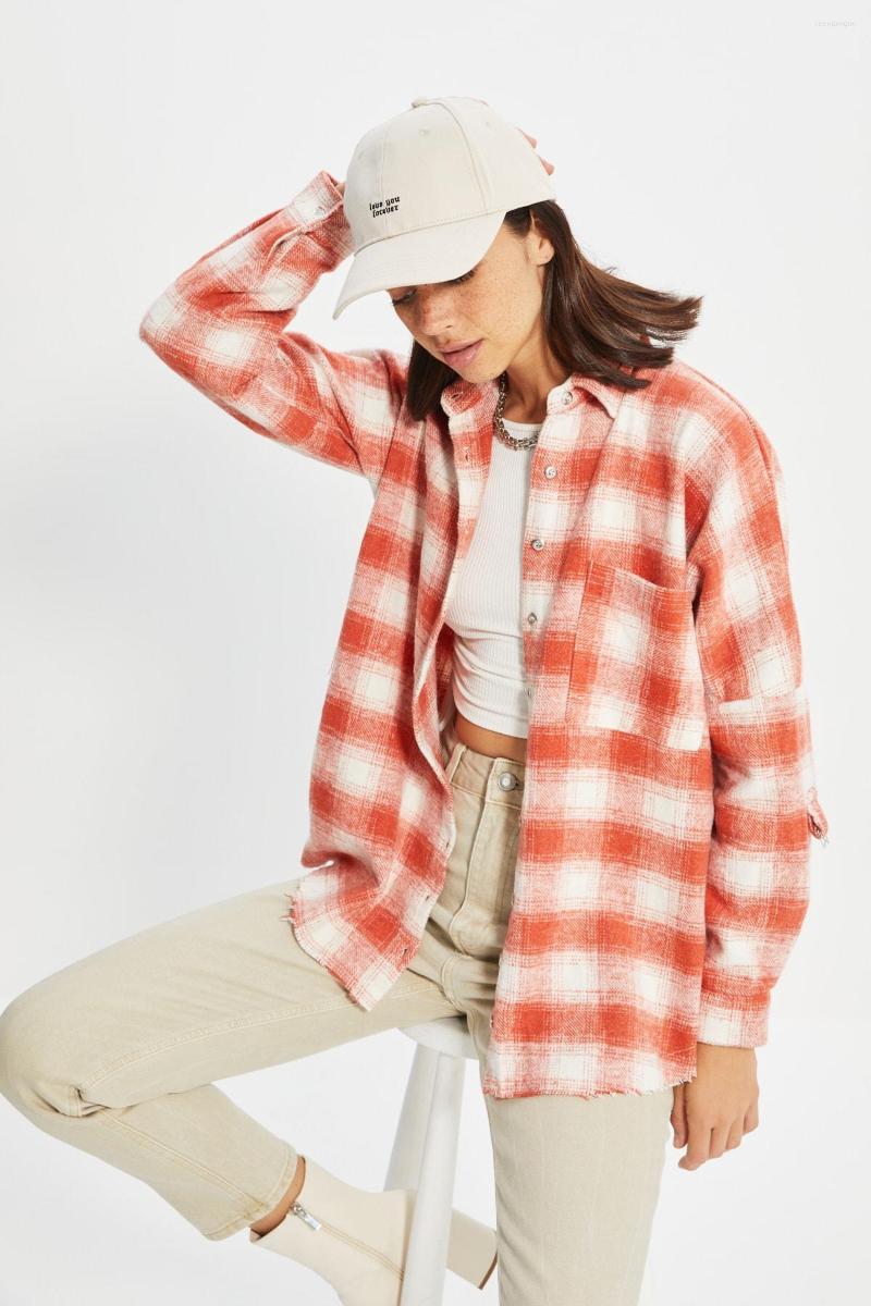 

Women's Blouses Trendyol Button Shirt TWOAW22GO0278, Red