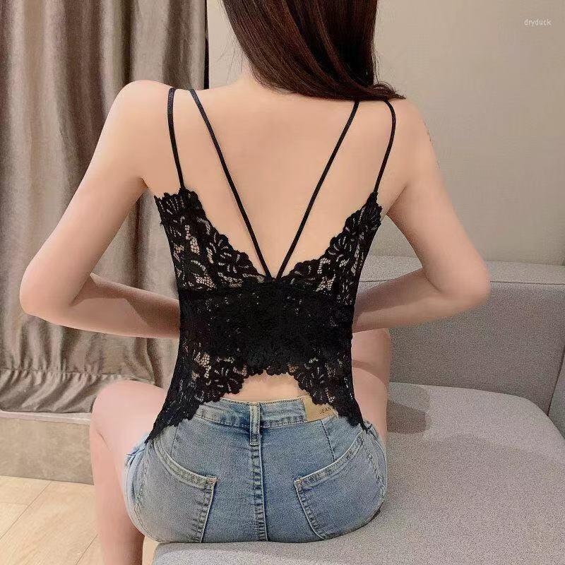 

Camisoles & Tanks Butterfly Clavicle Beauty Back Net Celebrity Explosion Models All-in-one Camisole Female Outer Wear Slim Bottom Underwear, White
