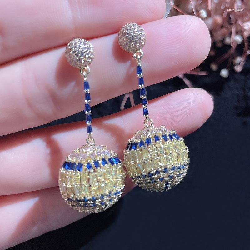 

Dangle Earrings Luxury Zircon Ball Pendant Earring For Women Fashion Dubai Algeri Party Dress Dailry Jewelry Boucle Oreille Femme