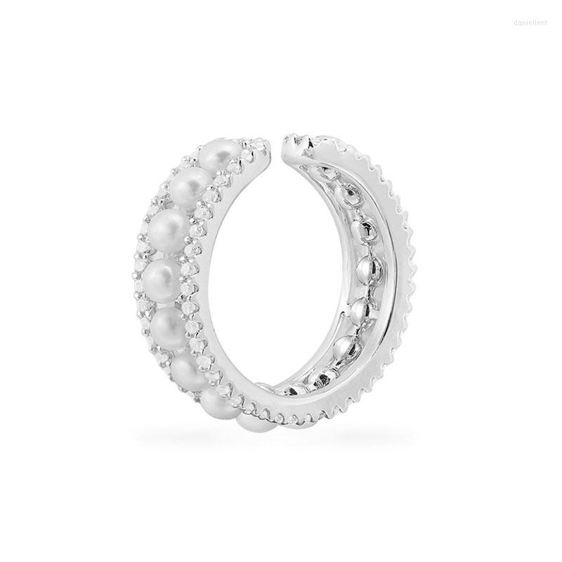 

Backs Earrings SOELLE Fashion 925 Sterling Silver Single White Pearls Ear Bone Cuff Pave Zircon Sliding Clip Earring 1pc For Women Fine