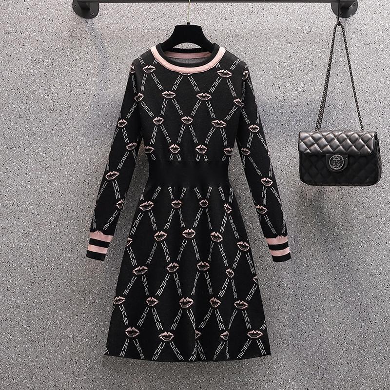 

Casual Dresses Korean Fashion Knitted Sweater Dress Autumn Winter Slim Long Sleeve Vintage Small Fragrance Mini For Women 2022, Picture color
