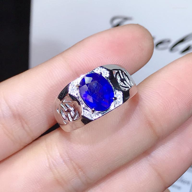 

Cluster Rings 3 Natural Sapphire Men's Ring Super Atmosphere. 925 Pure Silver Does Not Change Color. Certificate. Products
