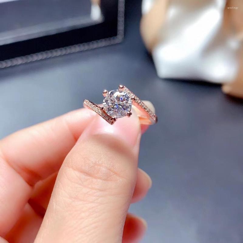 

Cluster Rings 2022 Crackling Moissanite Ring For Women Jewelry Engagement Wedding 925 Silver Rose Gold Plated Birthday Gift