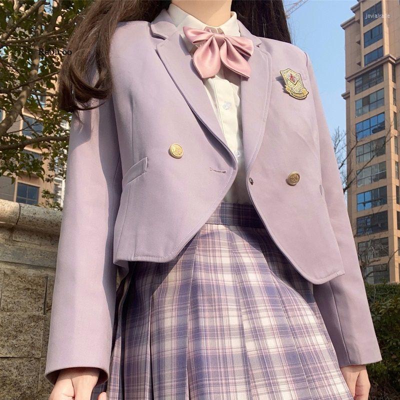 

Women' Suits Spring And Autumn JK Suit Women ' Orthodox Japanese Basic Short College Style Black Purple Jacket Long Sleeve, Beige