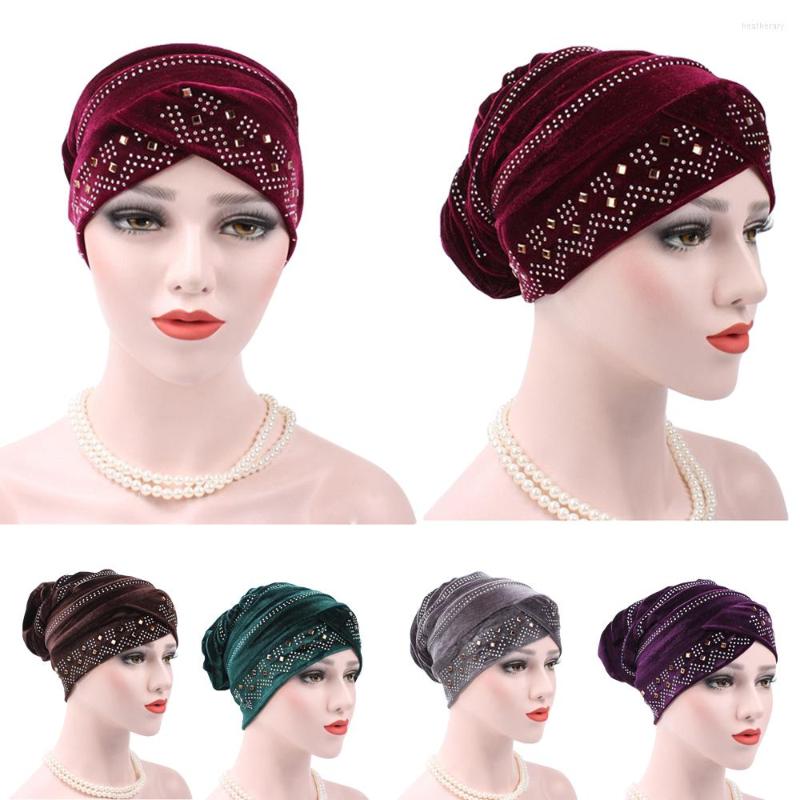 

Ethnic Clothing Velvet Turban Headscarrf Muslim Women Hijab Chemo Cap Cancer Hat Islamic Headwear Beanie Bonnet Hair Loss Cover