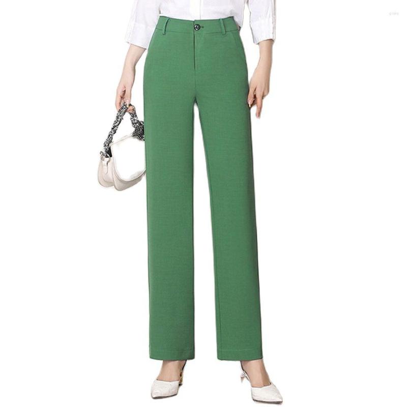 

Women's Pants Women Summer High-Waisted Loose Straight Leg Calf Length Cropped Thin Zipper Solid Color Brand Drop Big, Beige