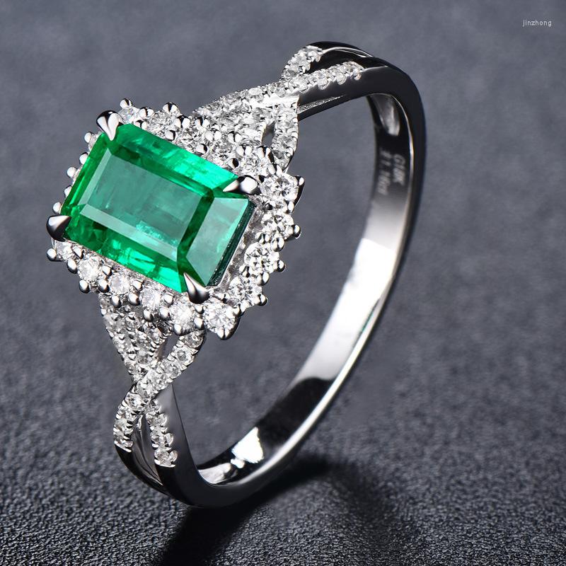 

Cluster Rings Women's Fashion Luxury S925 Silver Emerald Square Zircon Ring Engagement Wedding Gift Jewelry Wholesale