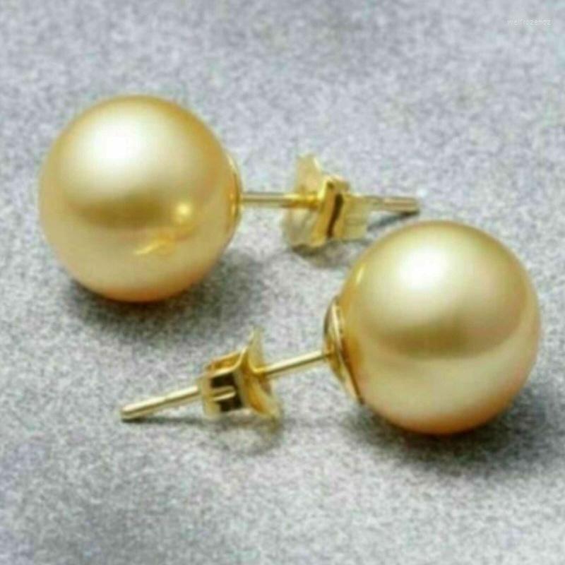 

Stud Earrings 11-12mm Natural South Sea Golden Round Pearl 14k Gold