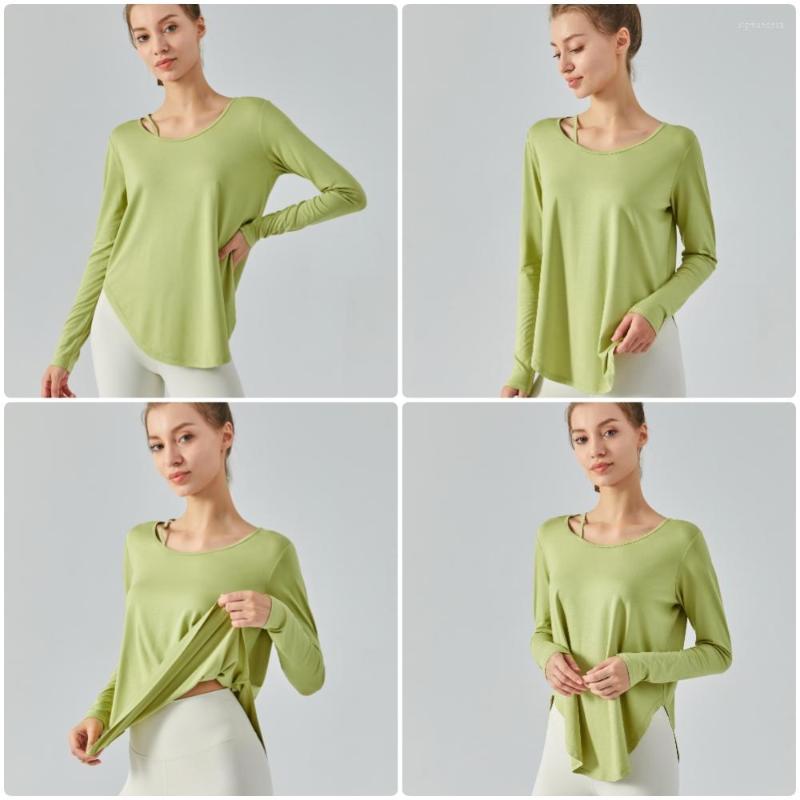 

Active Shirts 2022 Kaycee Autumn/Winter Arrival Long Sleeve Yoga T-shirt Sportswear Arc Hem Gym Outfit Workout Clothes For Women Blazer, Black