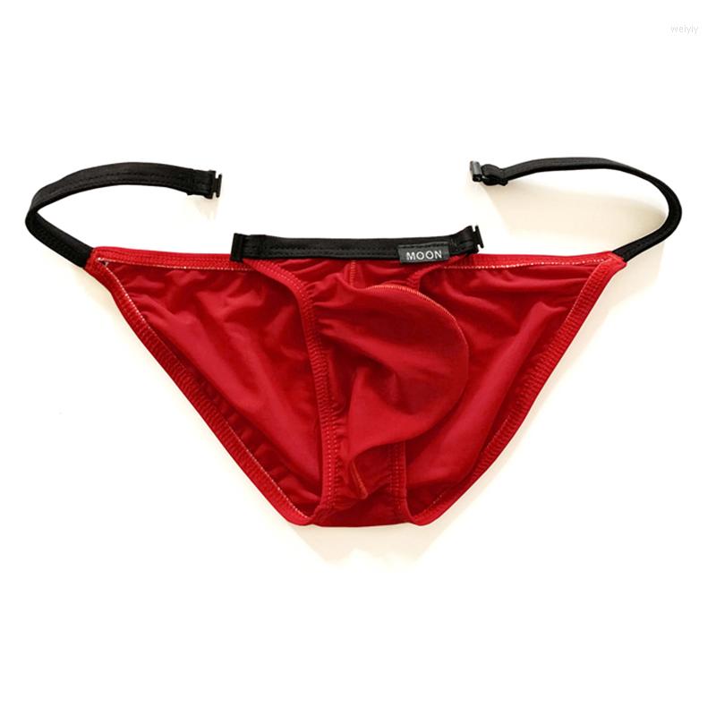 

Underpants Men's Big U-Shaped Pouch Sexy Tight Briefs Ice Silk Translucent Low Waist Male Underwears Detachable Buckle Panties, Gray