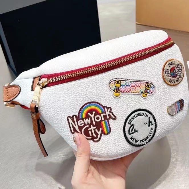 

Fashion Famous Outdoor Coachh Waist Bags Women Messenger Charter Belt Bag 7 With Patches In Chalk Multi Color, As pics