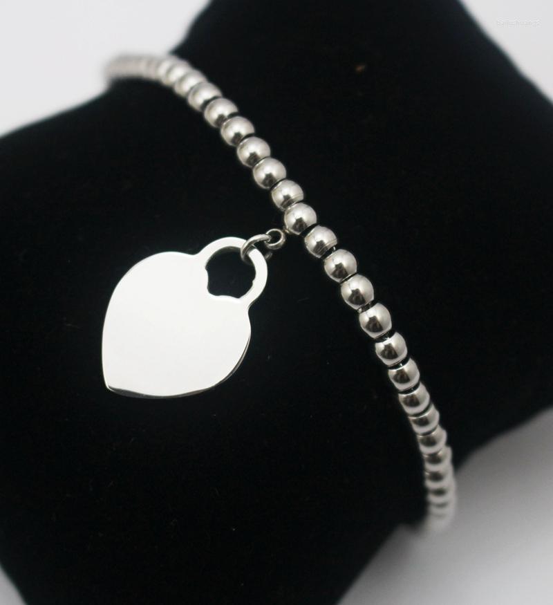 

Charm Bracelets Desginer Stainless Steel Bead Bracelet With Silver Color Heart Pendant Women Accessories Pulseiras Pulseras Rosary